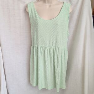 Chic Soul Tank Top 1XL Green T-Shirt Raised Swiss Dot Babydoll Weekender New